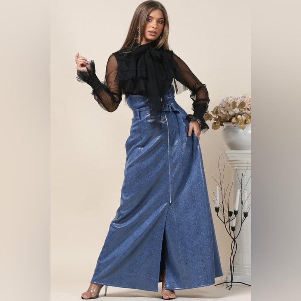 High Waist Faux Leather Maxi Skirt